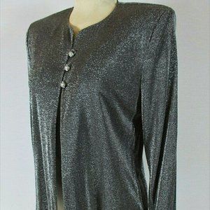 After Dark womens Sz 9-10 L/S gray METALLIC Jacket